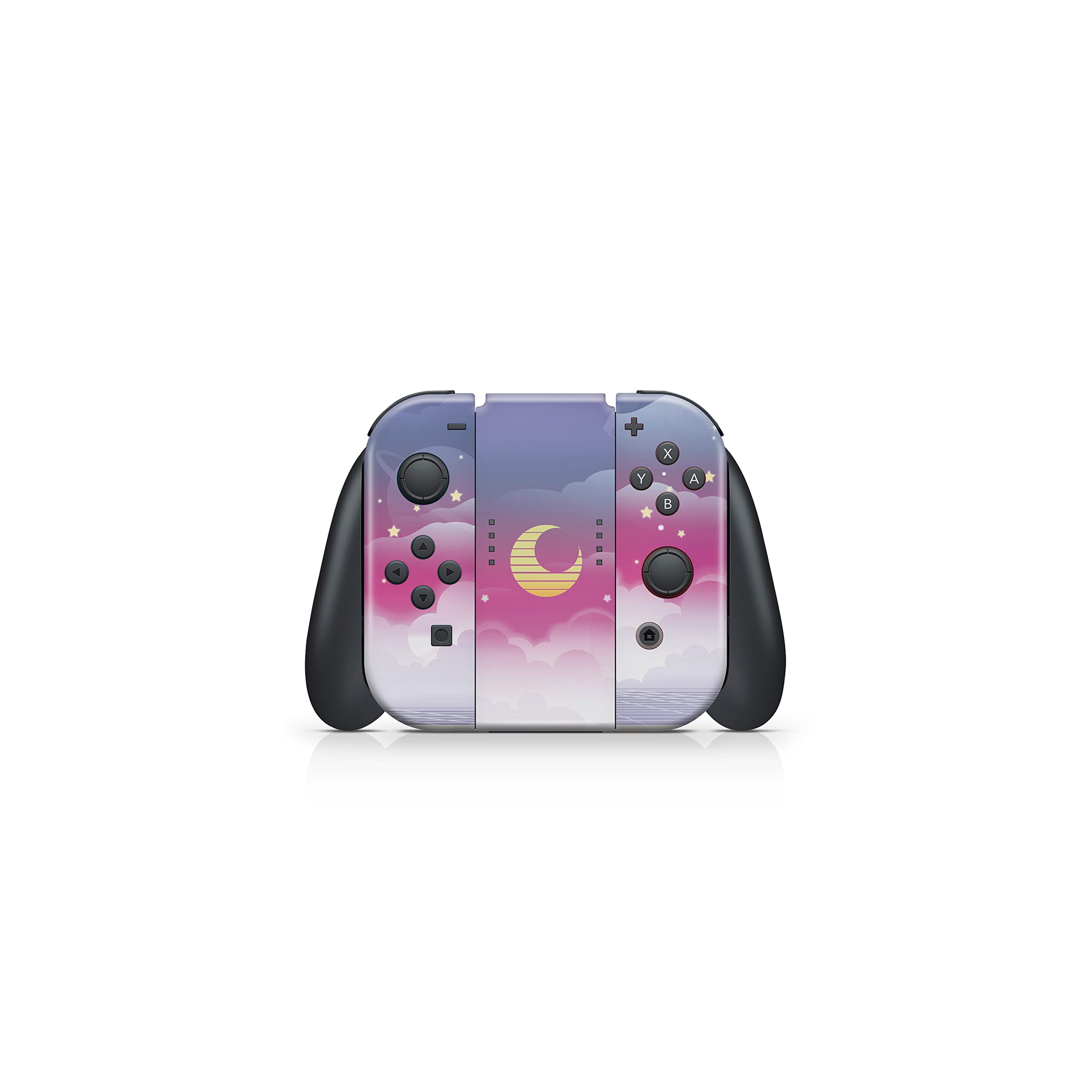 Tacky Design Clouds Skin Compatible with Nintendo Switch Skin Wrap Cover, Moon Skin for Nintendo Switch Stickers, Premium Vinyl 3M Full Wrap Decal, Purple Starry Sky Skin.