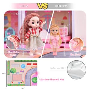 Dreamhouse Doll House for Girls, Fully Furnished Fashion Dollhouse w/Lights, Play Mat and Upgraded Doll, Numerous Doll Houses Furniture & Accessories, DIY Dollhouse Kit Gift Toy for Kids 3 4 5 6 7 8+