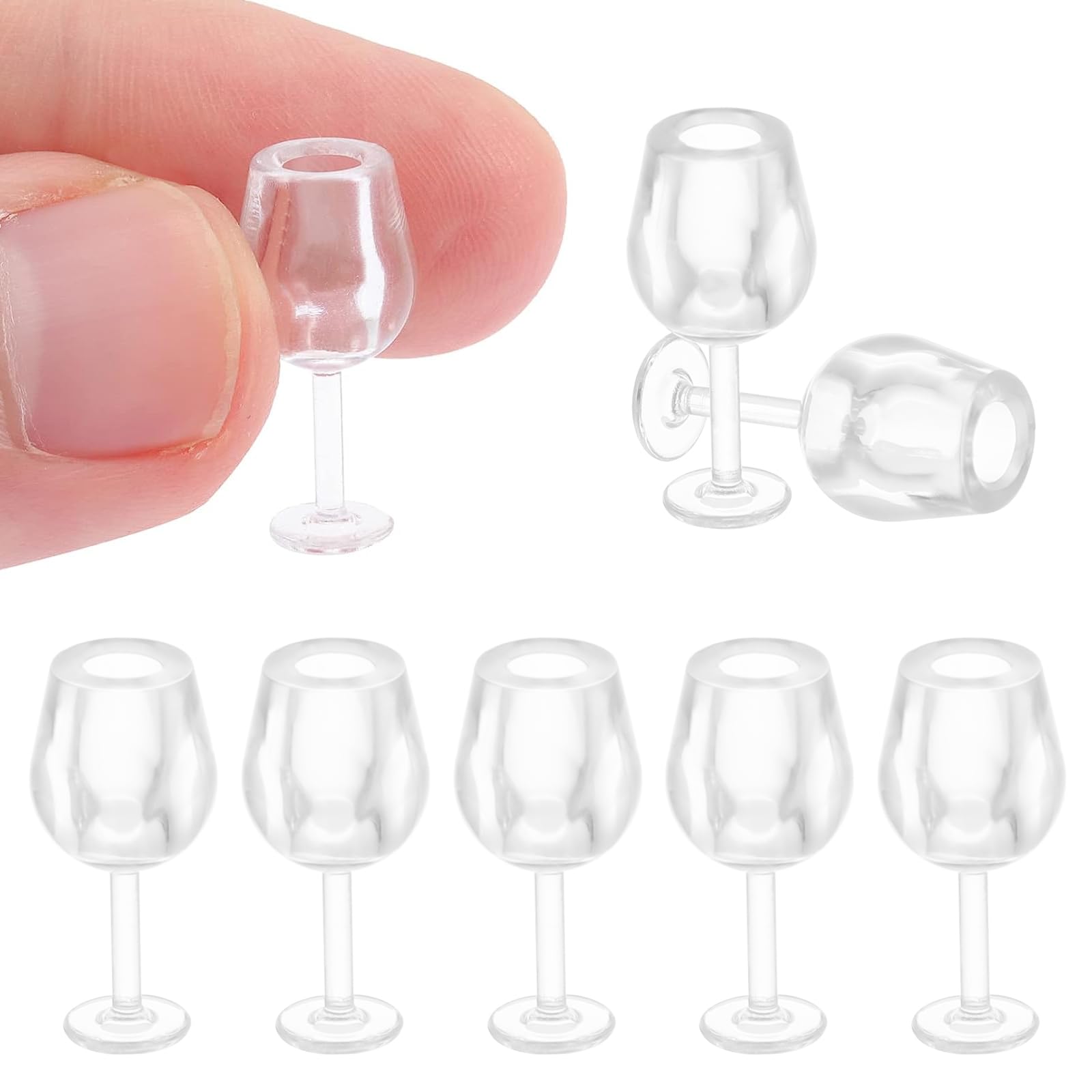 NUOBESTY 10Pcs 1: 12 Dollhouse Cocktail Glasses Wine Glasses Mini Beer Cups Miniature Drinking Water Cups Model for Dollhouse Food Kitchen Accessory Bar Decor (White)