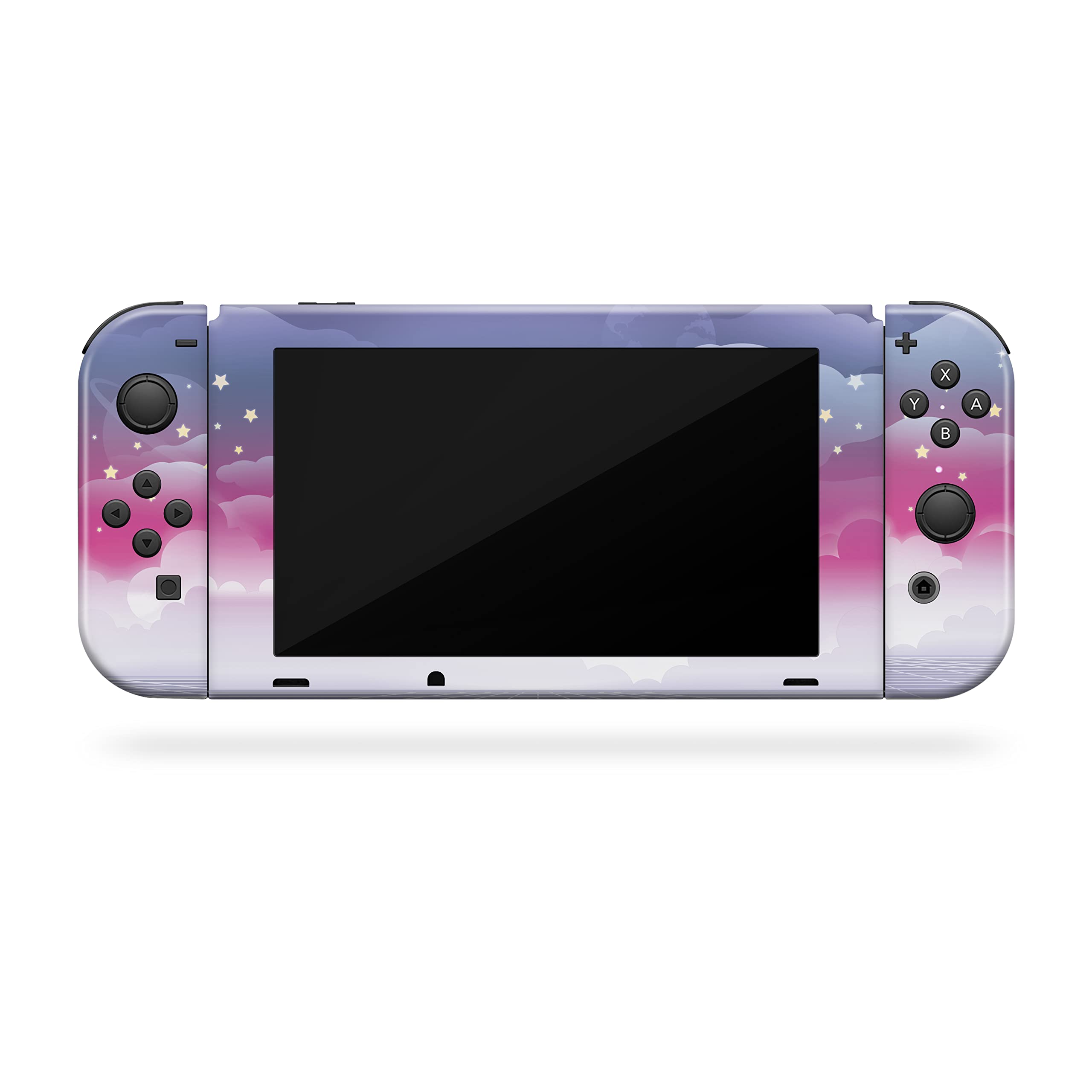 Tacky Design Clouds Skin Compatible with Nintendo Switch Skin Wrap Cover, Moon Skin for Nintendo Switch Stickers, Premium Vinyl 3M Full Wrap Decal, Purple Starry Sky Skin.