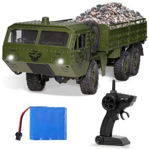 QIYHBVR Rc Cars Rc Trucks Military Off-Road Crawler Rc Trucks, 1:16 Scale 6WD 2.4Ghz Remote Control Trucks Army Cars Toys for Boys Adults and Kids