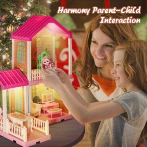 Dreamhouse Doll House for Girls, Fully Furnished Fashion Dollhouse w/Lights, Play Mat and Upgraded Doll, Numerous Doll Houses Furniture & Accessories, DIY Dollhouse Kit Gift Toy for Kids 3 4 5 6 7 8+