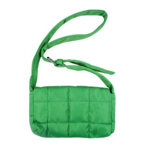 Suillty Women Girls Cloth Down Cotton Padded Shoulder Bag Nylon Quilled Padding Lattice Crossbody Bag Handbags