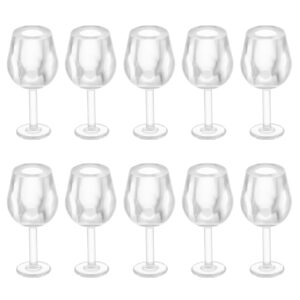 NUOBESTY 10Pcs 1: 12 Dollhouse Cocktail Glasses Wine Glasses Mini Beer Cups Miniature Drinking Water Cups Model for Dollhouse Food Kitchen Accessory Bar Decor (White)