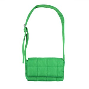 Suillty Women Girls Cloth Down Cotton Padded Shoulder Bag Nylon Quilled Padding Lattice Crossbody Bag Handbags