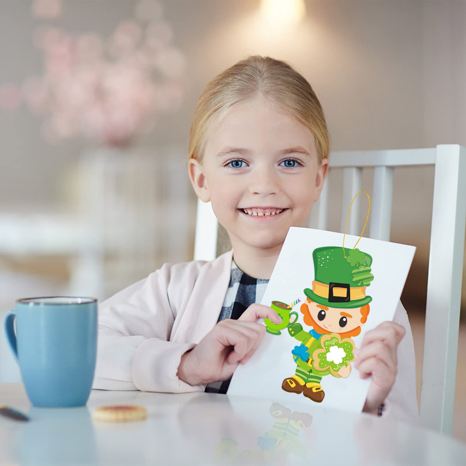 Fancy Land St. Patrick Day Craft Kit for Kids Make A St. Patrick's Day Stickers Leprechauns Shamrock Owl for Party 30Pack