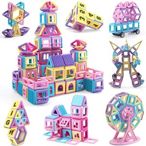 aomiks 154 pcs magnetic building blocks educational & inspirational magnetic stacking blocks mini magnetic tiles construction toys building set for kids birthday gift for girls boys ages 3-12