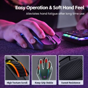 RisoPhy Wireless Gaming Mouse,Tri-Mode 2.4G/USB-C/Bluetooth Mouse Up to 10000DPI,Chroma RGB Backlit,Ergonomic Mouse with 8 Programmable Buttons,Rechargeable Computer Mouse for Laptop,PC,Mac