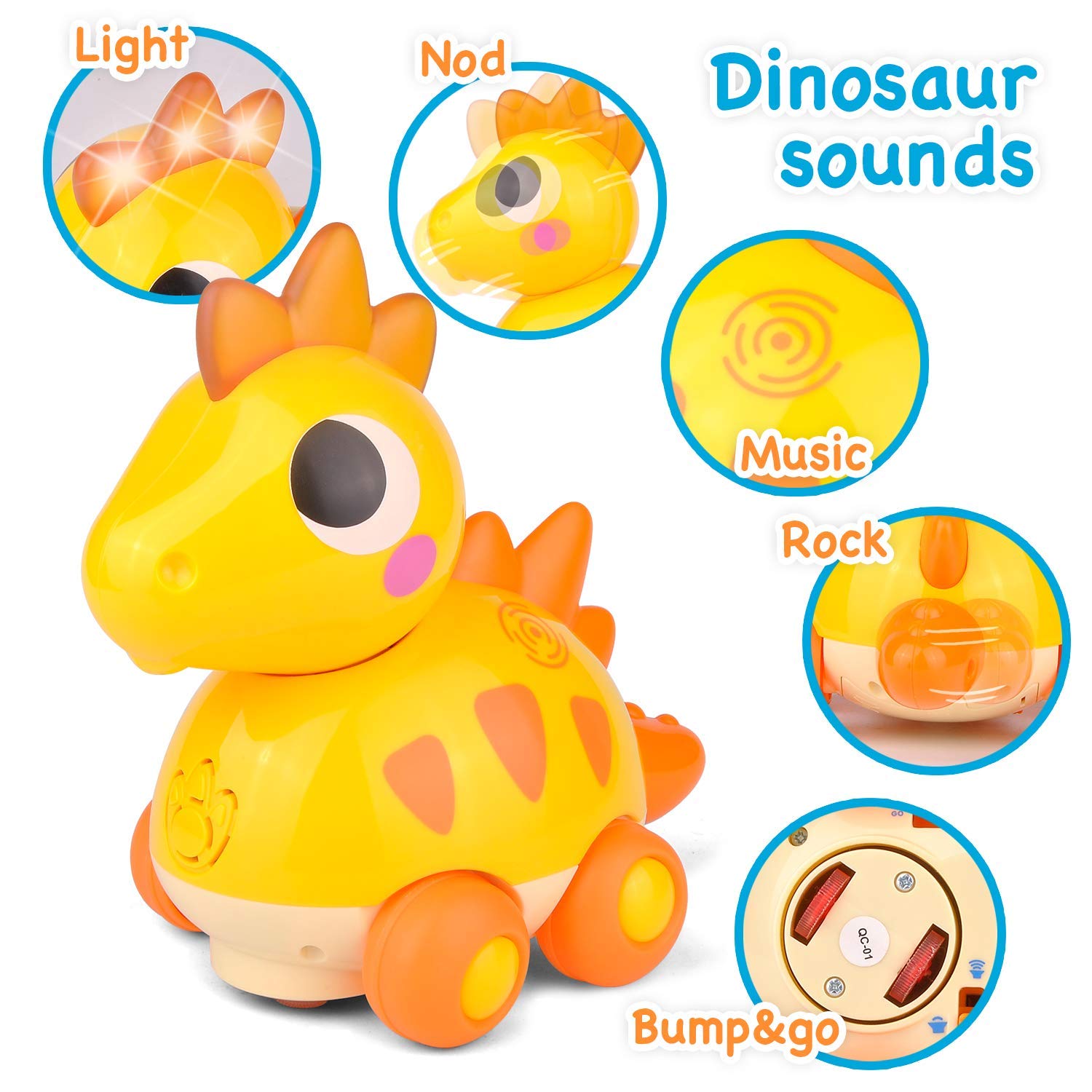 Baby Musical Toys 12 to 18 Months Touch & Go, Dinosaur Learning Crawling Toys for Infant 6-12 Months, Cute Little Toys for 6 7 8 9 10 12 M+ Boy & Girl, Toddler Educational Gifts Toys Age 1 2 Year Old