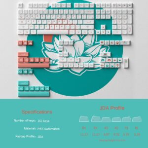 Akko Custom Keycaps Set for Mac Mechanical Keyboards, Red Fuji Themed Japanese Keycap, JDA Profile Dye-Sub PBT Key Caps with Keycap Puller for 60% 65% 75% 80% TKL Full-Sized Gaming Keyboards