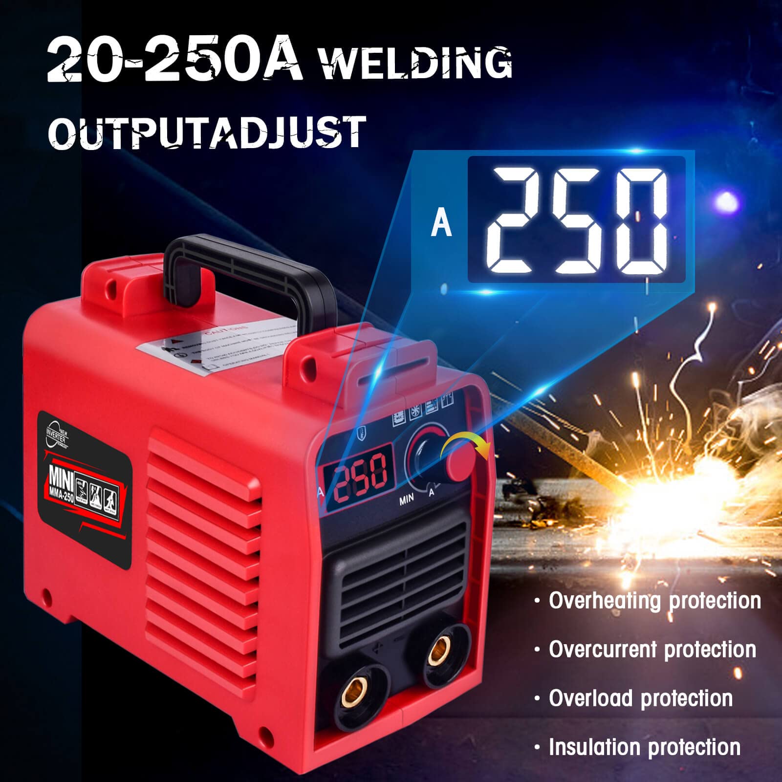 Welder Machine,Upgraded MMA-250A 110V Welding Machine,IGBT Digital Display LCD,Hot Start Anti-stick Stick Welder,Complete DIY Tool Kit for Portable Mini Welder,Strong Heat Dissipation MMA Welder …