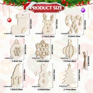 GuassLee Christmas Ornament Crafts for Kids - Make Your Own Ornament Kit with Christmas Wooden Crafts with Piant Set, Gem Stickers, Poms and Bells, Ornament Making Kit for Kids Holiday Xmas Favors