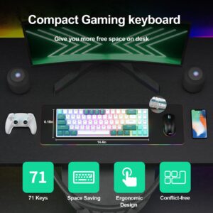 RK ROYAL KLUDGE 70% Mechanical Keyboard - RK71 Wireless Gaming Keyboard with Hot-Swappable Brown Switches, Double-Shot Creamy Keycaps, RGB Backlit, and Triple-Mode Connectivity