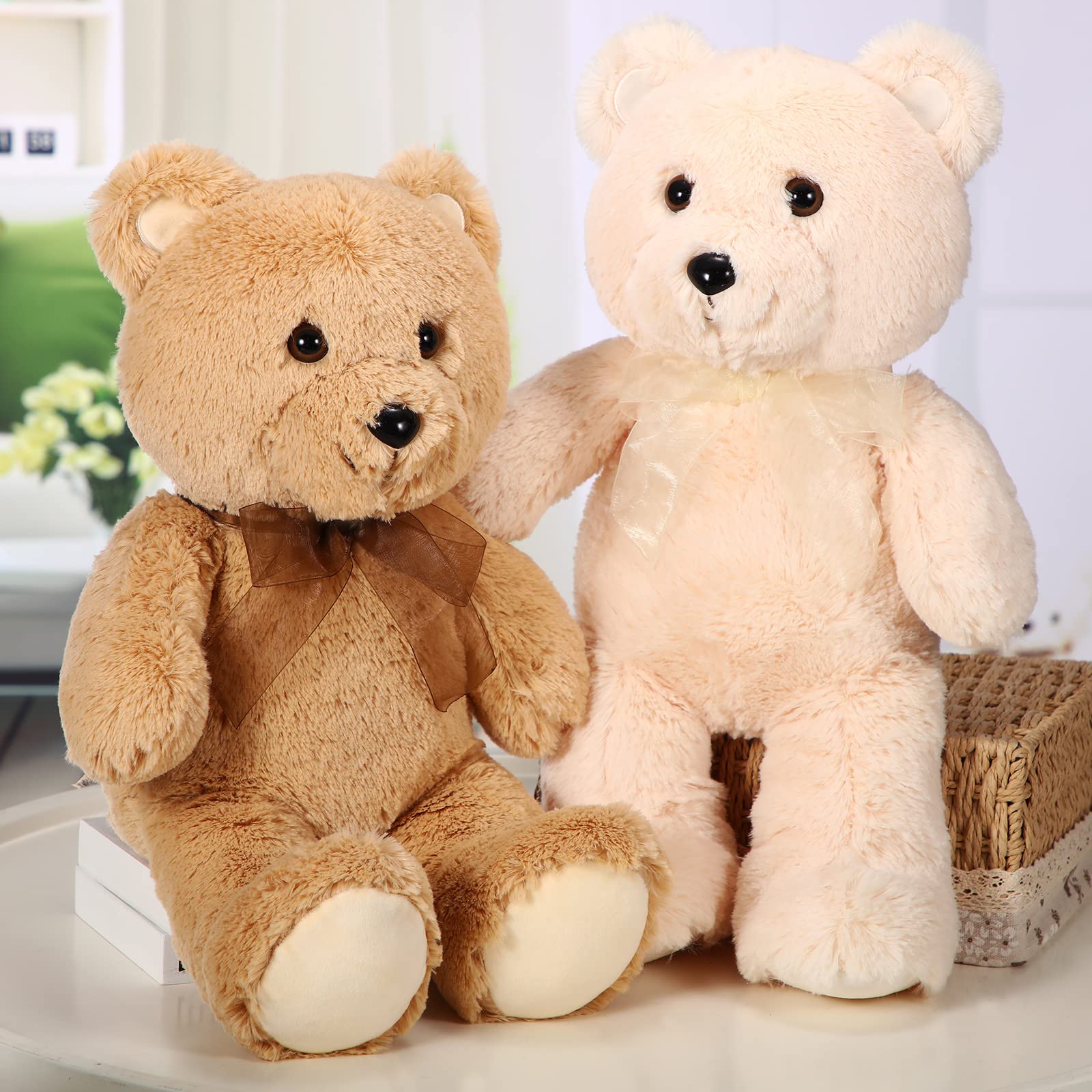 HyDren 2 Pcs 18 Inch Bears Stuffed Animal Bear Plush Animal Bears with Bows Large Size Plush Bear for Birthday Gifts for Relatives and Friend, Various, Party Decorations and More