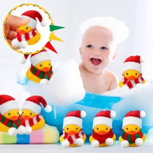 12 Pcs Christmas Mini Rubber Duckies in Bulk with Christmas Hats and Scarf Christmas Rubber Duckies Bath Toy for Christmas Party Winter Holiday Favors Goodie Bag Fillers