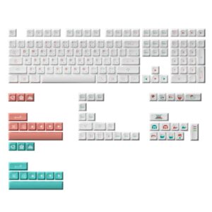 akko custom keycaps set for mac mechanical keyboards, red fuji themed japanese keycap, jda profile dye-sub pbt key caps with keycap puller for 60% 65% 75% 80% tkl full-sized gaming keyboards