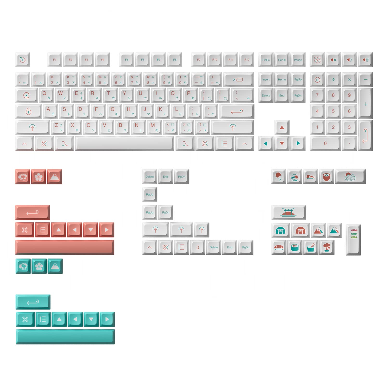 Akko Custom Keycaps Set for Mac Mechanical Keyboards, Red Fuji Themed Japanese Keycap, JDA Profile Dye-Sub PBT Key Caps with Keycap Puller for 60% 65% 75% 80% TKL Full-Sized Gaming Keyboards