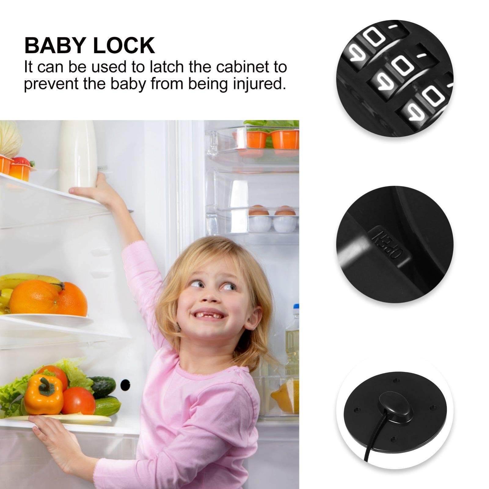 Mobestech 2pcs Security Code Lock Cabinet Safety Lock Baby Safety Latch Baby Proofing Lock Fridge Lock Safety Strap Lock Refrigerator Lock Baby Security Strap Kids Security Latch