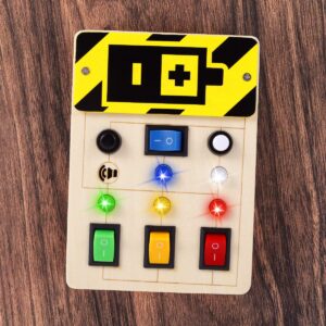 HOTBEST Montessori Busy Board for Toddlers, LED Light Switch Toys Sensory Toys, Wooden Sensory Toys with Light Up LED Buttons, Educational Learning Toy for Boys & Girls