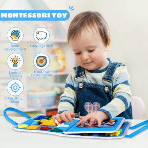 Supecaty Busy Board Montessori Toys for 1 2 3 4 5 6 Year Old Boys Girls Birthday Gifts, Preschool Learning Activities with Life Dress Skills for Toddlers 1-3, Educational Travel Toys for Plane Car