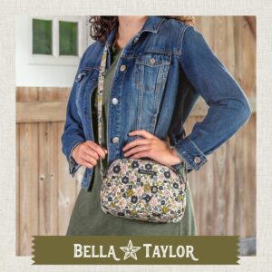 Bella Taylor Simple Crossbody Purse for Women, Small Shoulder Handbag, Quilted Cotton Delicate Floral Charcoal