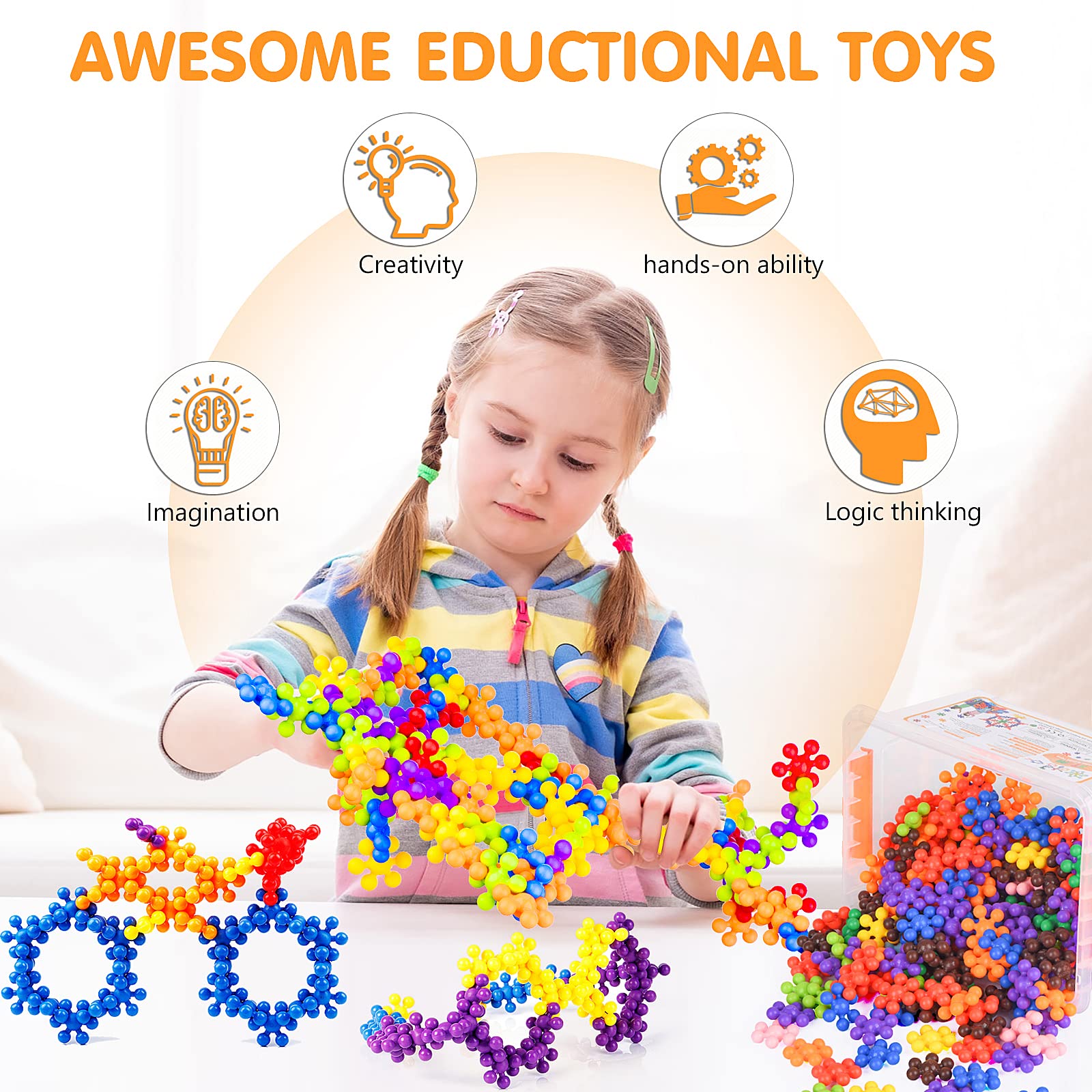 TIKJOYFUL 300 Pieces Building Blocks - A Great Kids STEM Toys Eductional Building Toys - Nfinite Creativity Puzzle Toys for Preschool Kids Boys and Girls