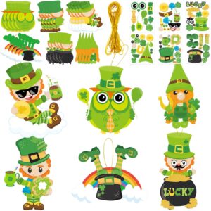 Fancy Land St. Patrick Day Craft Kit for Kids Make A St. Patrick's Day Stickers Leprechauns Shamrock Owl for Party 30Pack