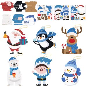 haooryx 46pcs winter christmas craft kit for kids christmas arts and crafts diy christmas tree ornament make your own christmas crafts project diy snowmen penguin face sticker for holiday class party