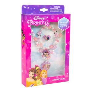 Disney Princess Jewelry Set With Beaded Necklace and Bracelets for Girls Ages 3+ - Princess Dress Up Toys