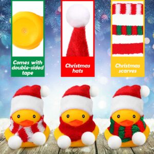 12 Pcs Christmas Mini Rubber Duckies in Bulk with Christmas Hats and Scarf Christmas Rubber Duckies Bath Toy for Christmas Party Winter Holiday Favors Goodie Bag Fillers