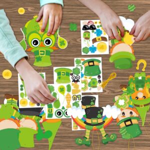 Fancy Land St. Patrick Day Craft Kit for Kids Make A St. Patrick's Day Stickers Leprechauns Shamrock Owl for Party 30Pack