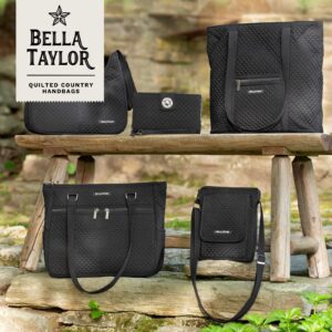 Bella Taylor Mini Crossbody Purse with Built In Wallet, Quilted Vintage Black Microfiber