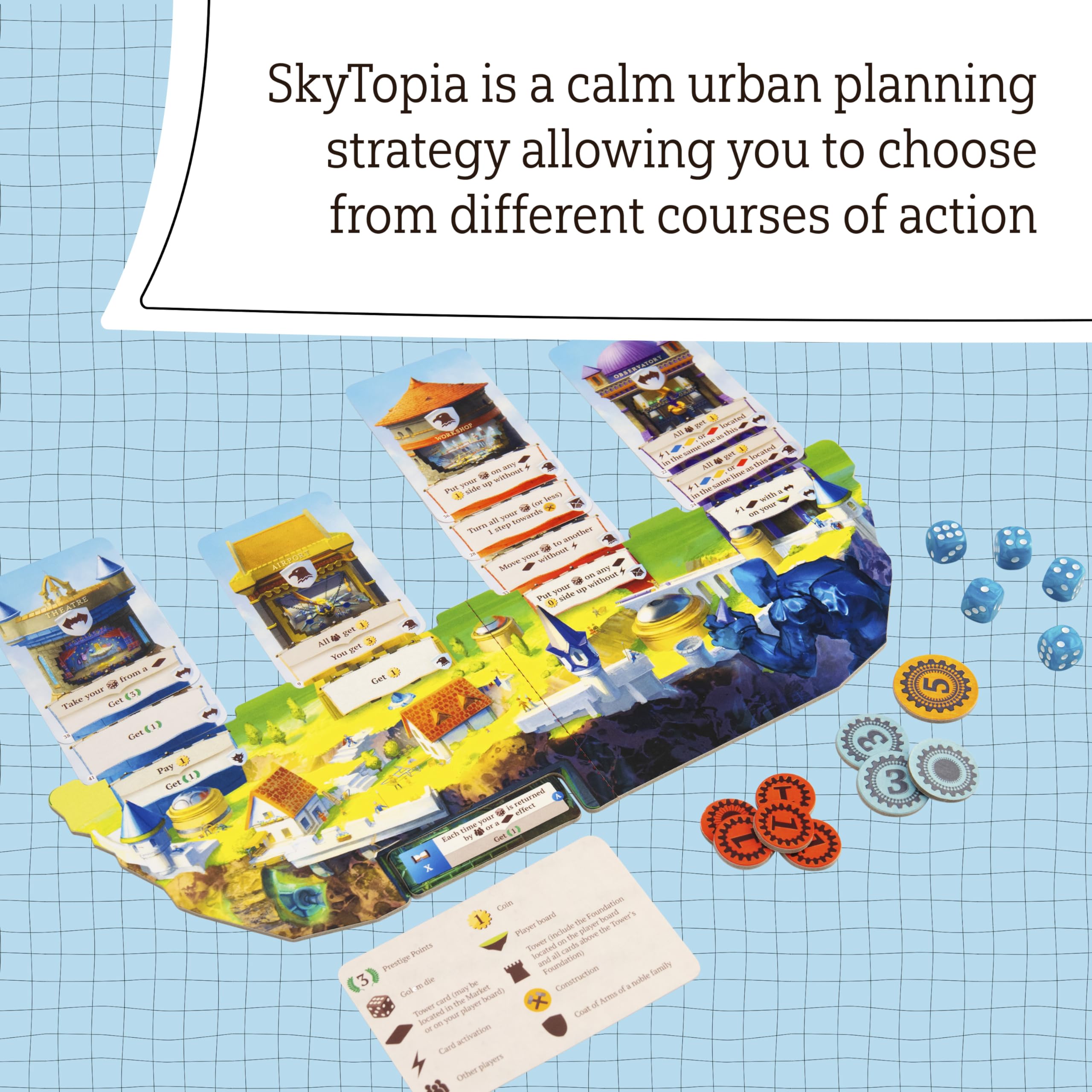 SkyTopia | Strategy Board Game | Strategy Game for Adults and Families | Family Game for Teens and Adults | Ages 14+ | 2-4 Players | Average Playtime 60 Minutes