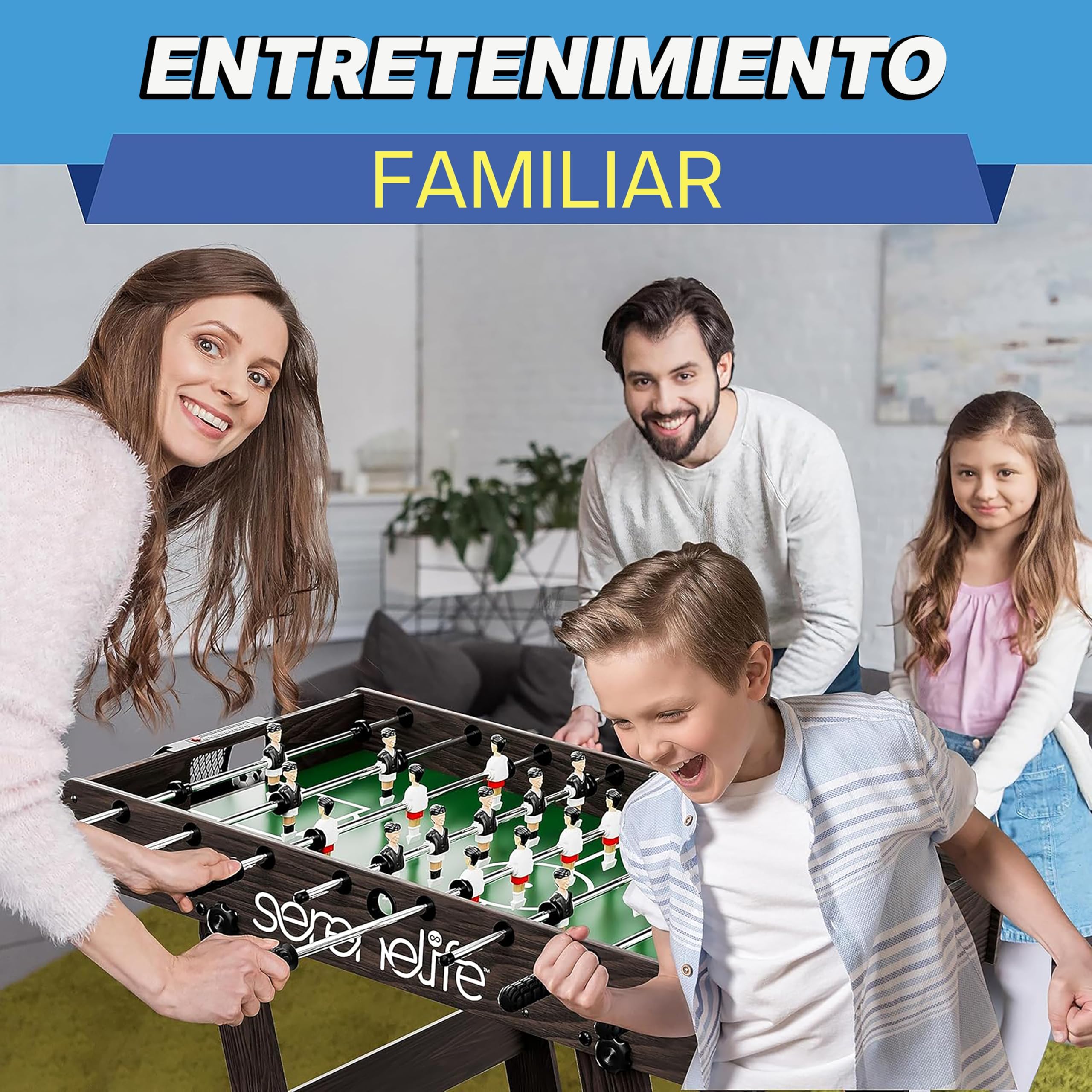 SereneLife Full Size Foosball Table, Competition Sized Soccer with Foose Ball Set for Home, Family Arcade Game Room