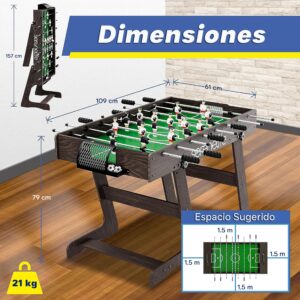 SereneLife Full Size Foosball Table, Competition Sized Soccer with Foose Ball Set for Home, Family Arcade Game Room