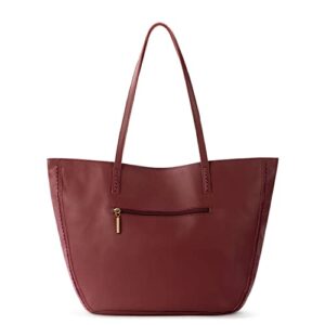 The Sak Faye Tote Bag in Leather, Large Purse with Double Shoulder Straps, Cabernet Vachetta