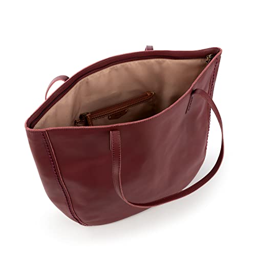 The Sak Faye Tote Bag in Leather, Large Purse with Double Shoulder Straps, Cabernet Vachetta