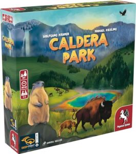 caldera park - tile laying game - for family game night - ages 10+ - 1 to 4 players - 30 to 40 minutes of playtime