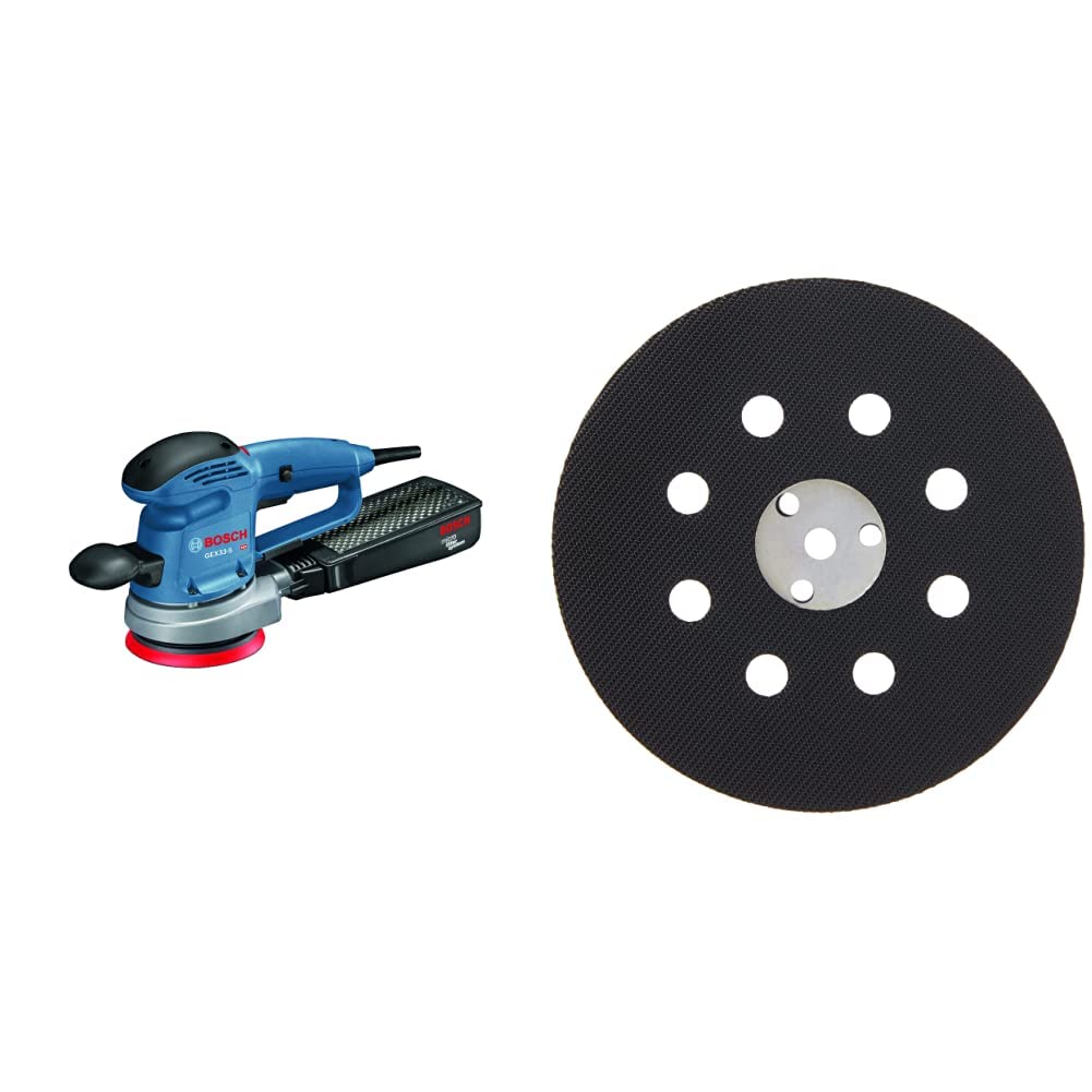 BOSCH GEX33-5N 5 In. Multi-Hole Random Orbit Sander/Polisher&BOSCH RS032 8-hole Hook & Loop Hard Backing Pad