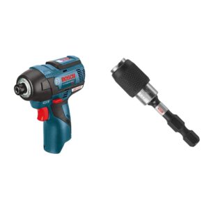 bosch ps42n 12v max brushless impact driver (bare tool), blue&bosch itbhqc201 2 1/4", impact tough quick change bit holder