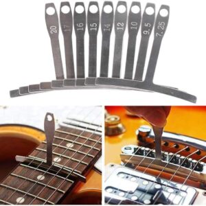 jiayouy Set of 14 Pieces Luthier Tools Set Guitar Neck Notched Straight Edge 9pcs Guitar Radius Gauge String Action Gauge Ruler Fret Rocker Fret Leveling Beam for Guitar and Bass Setup Tool