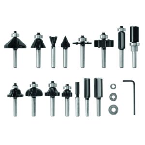 BOSCH 1617EVS 2.25 HP Electronic Fixed-Base Router&BOSCH 15 pc. Carbide-Tipped Wood Router Bit Set