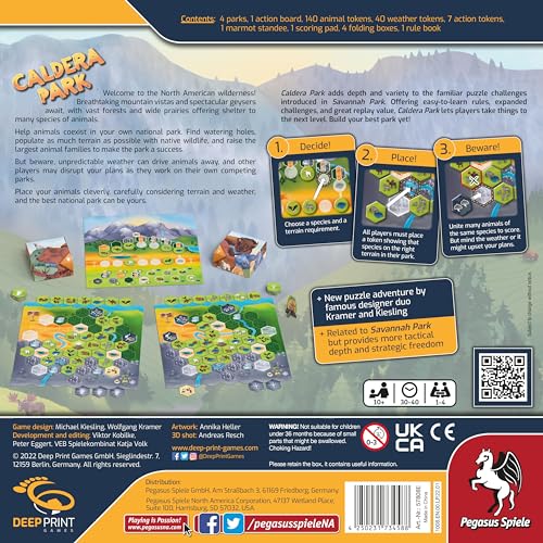 Caldera Park - Tile Laying Game - for Family Game Night - Ages 10+ - 1 to 4 Players - 30 to 40 Minutes of Playtime