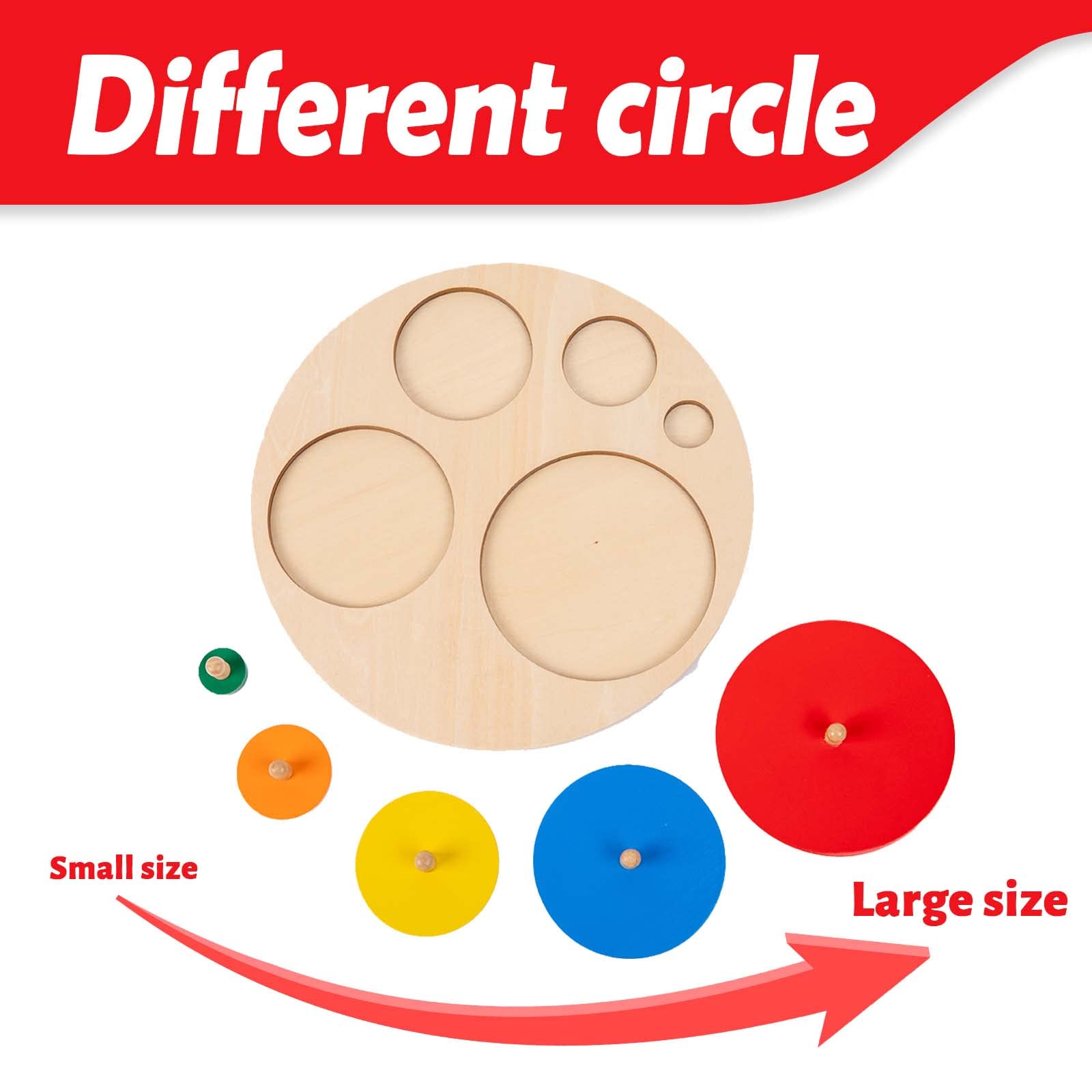 Montessori Toys for 3+ Years Old-Shape Puzzle Board,Wooden Peg Circle Puzzle,Jumbo Knob Puzzles for Baby Games Shape Sorter First Baby Puzzle for Toddler Gift for Boys Girls(Multiple Circle Puzzles)