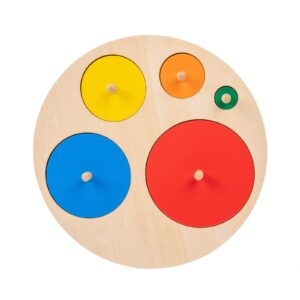 Montessori Toys for 3+ Years Old-Shape Puzzle Board,Wooden Peg Circle Puzzle,Jumbo Knob Puzzles for Baby Games Shape Sorter First Baby Puzzle for Toddler Gift for Boys Girls(Multiple Circle Puzzles)