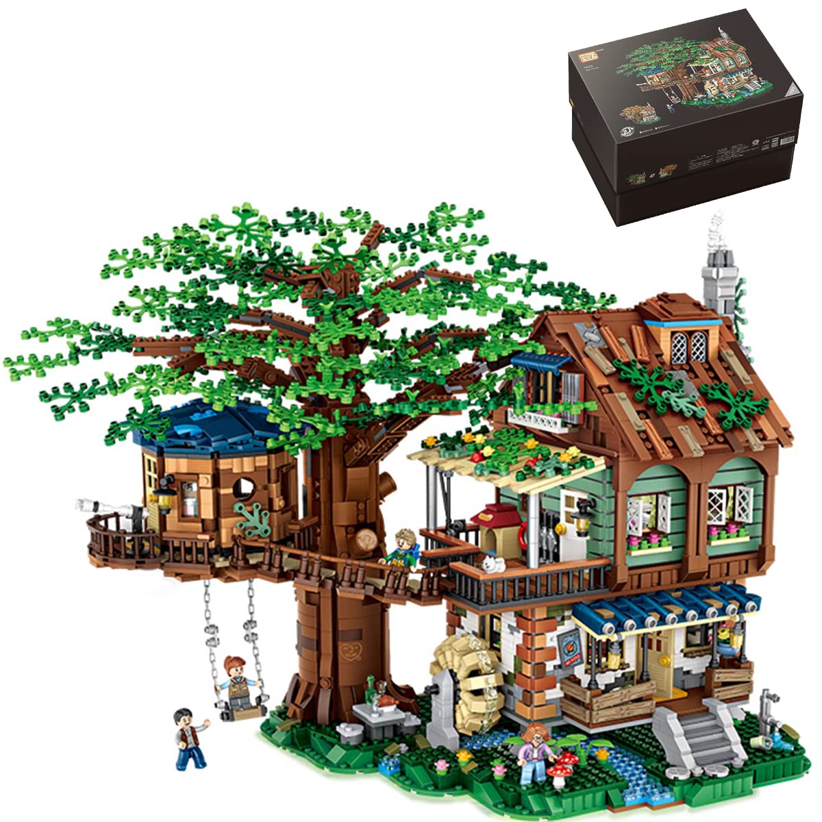 BVOPLME Idea Tree House Bricks Model Set, DIY Forest House Building Blocks Street View, Creative Building Game for Adults or Kids, Toy Building Set for Any Hobbyists(4761 Pieces)