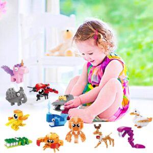 Jellydog Toy Party Favors for Kids,12PCS Mini Building Blocks Animal, Building Sets Stem Toys, Assorted Building Blocks Sets for Birthday Party Gift,Goodie Bags, Prize,Cake Topper