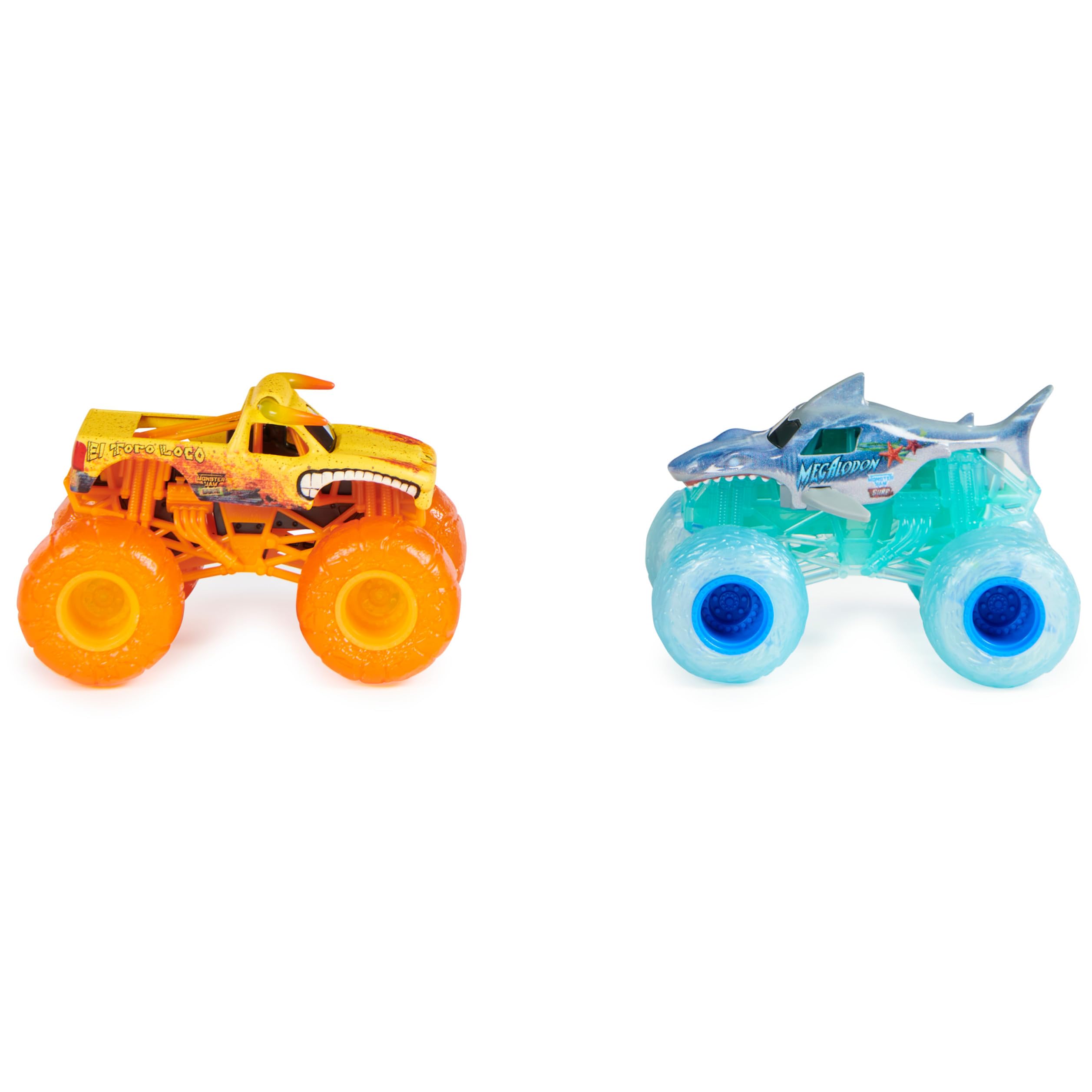 Monster Jam, Official El Toro Loco Earth Vs. Megalodon Surf 1:64 Scale Die-Cast Monster Trucks (Walmart Exclusive), Kids Toys for Boys Ages 3 and up