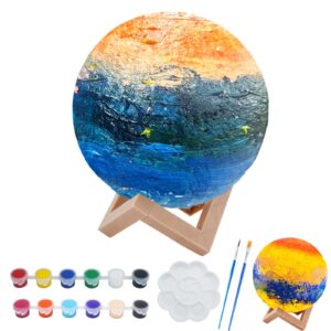 hapmars paint your own moon lamp kit, diy 3d night light, with stand, paints & brushes, arts crafts for children to paint, kids gift for christmas birthday halloween ages 3 4 5 6 7 8 9 10 11 12+