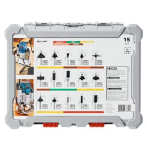 BOSCH 1617EVS 2.25 HP Electronic Fixed-Base Router&BOSCH 15 pc. Carbide-Tipped Wood Router Bit Set